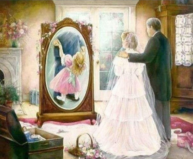 love, bride, father and girl