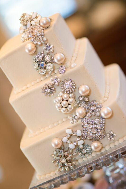 crystal, embellished, cake and pearl