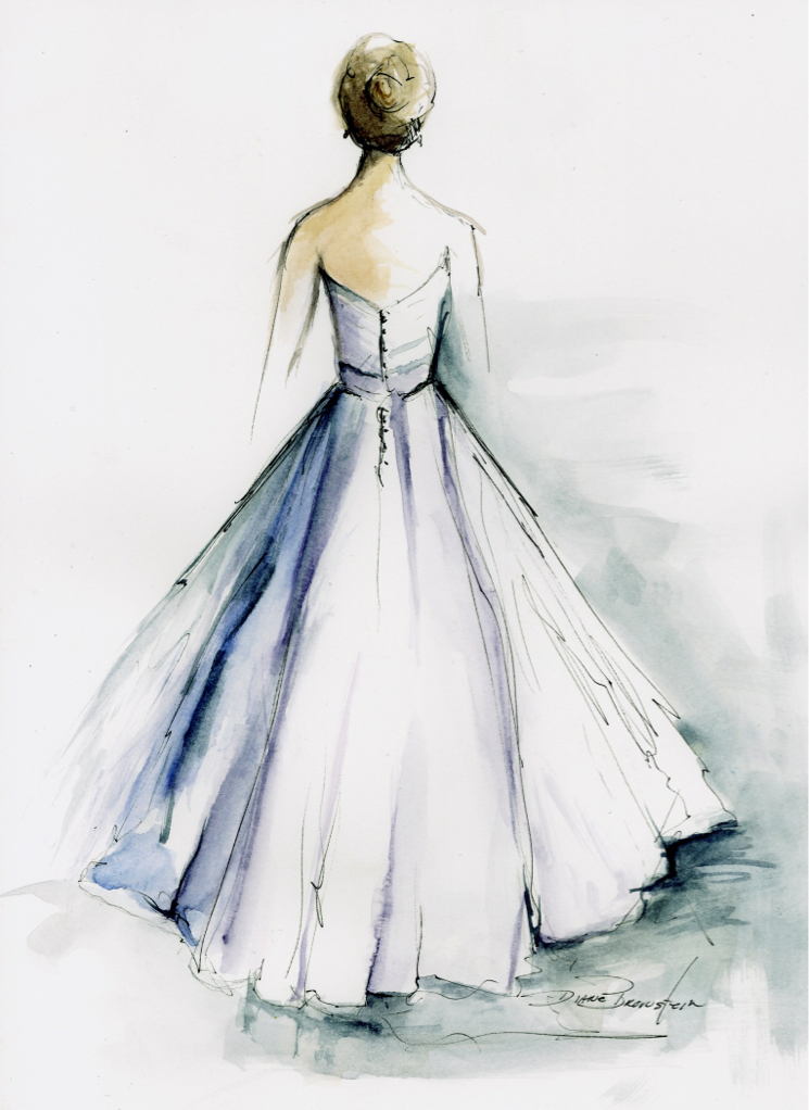 personal bridal portrait, bride dress painting and wedding gift