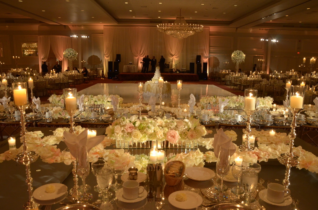 head table decor, lighting, wedding design and flowers