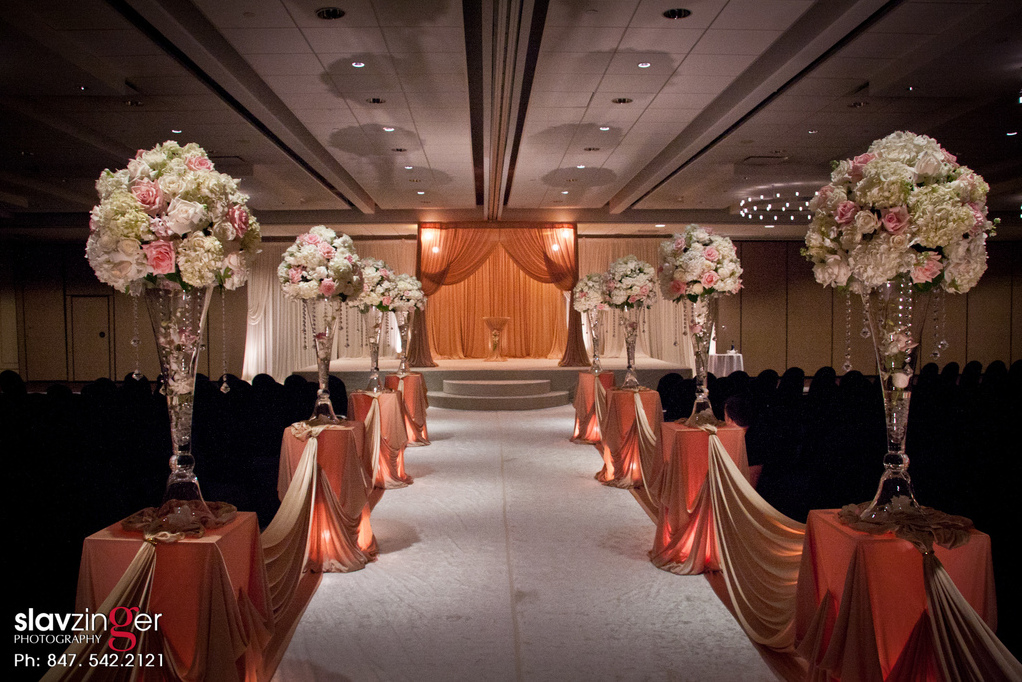 wedding design, aisle decor, chuppa and floral arrangements