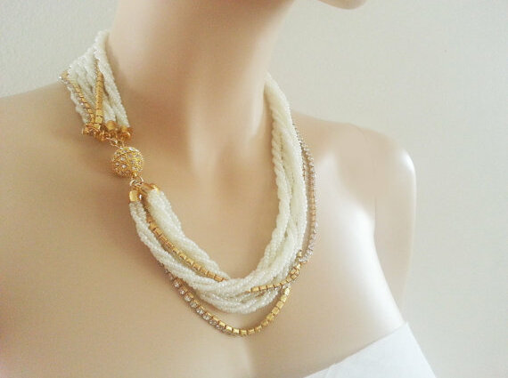 bridal necklace, wedding necklace and ivory wedding necklace