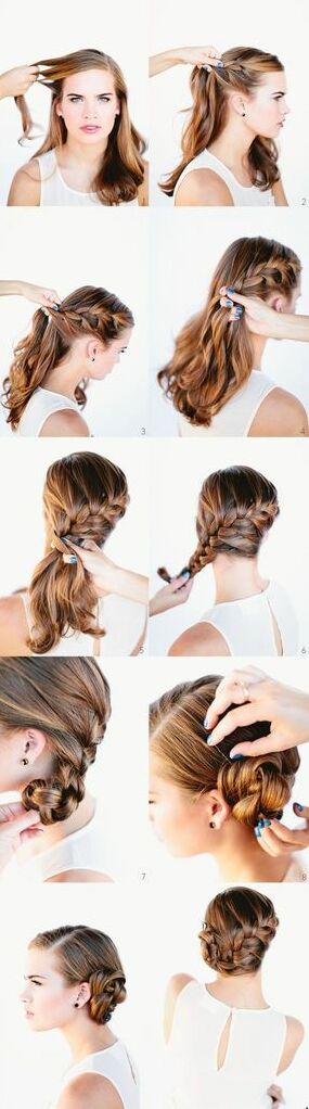 tutorial braid, brown hairs and hair style for wedding