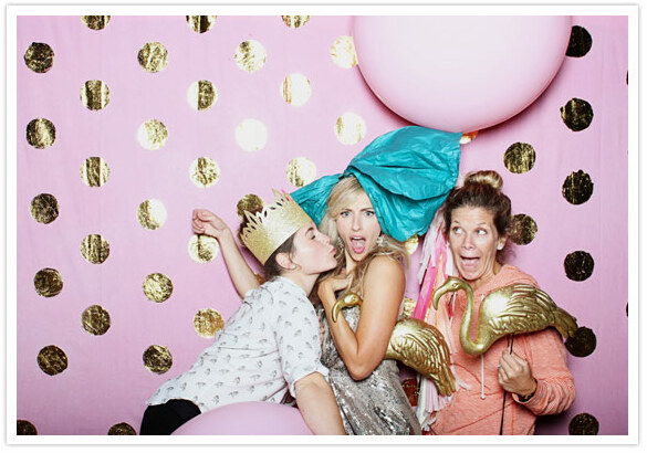 seating, photo booth and gold frame
