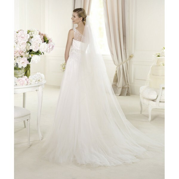 a line, tulle, one shoulder and bridal