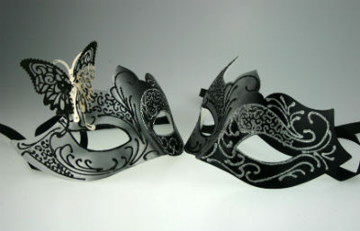 couples masks, gothic and butterfly masks
