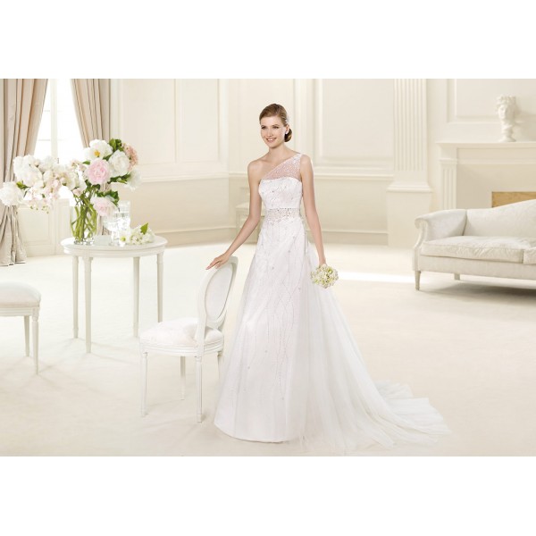one shoulder, bridal gown, wedding dress and sheer