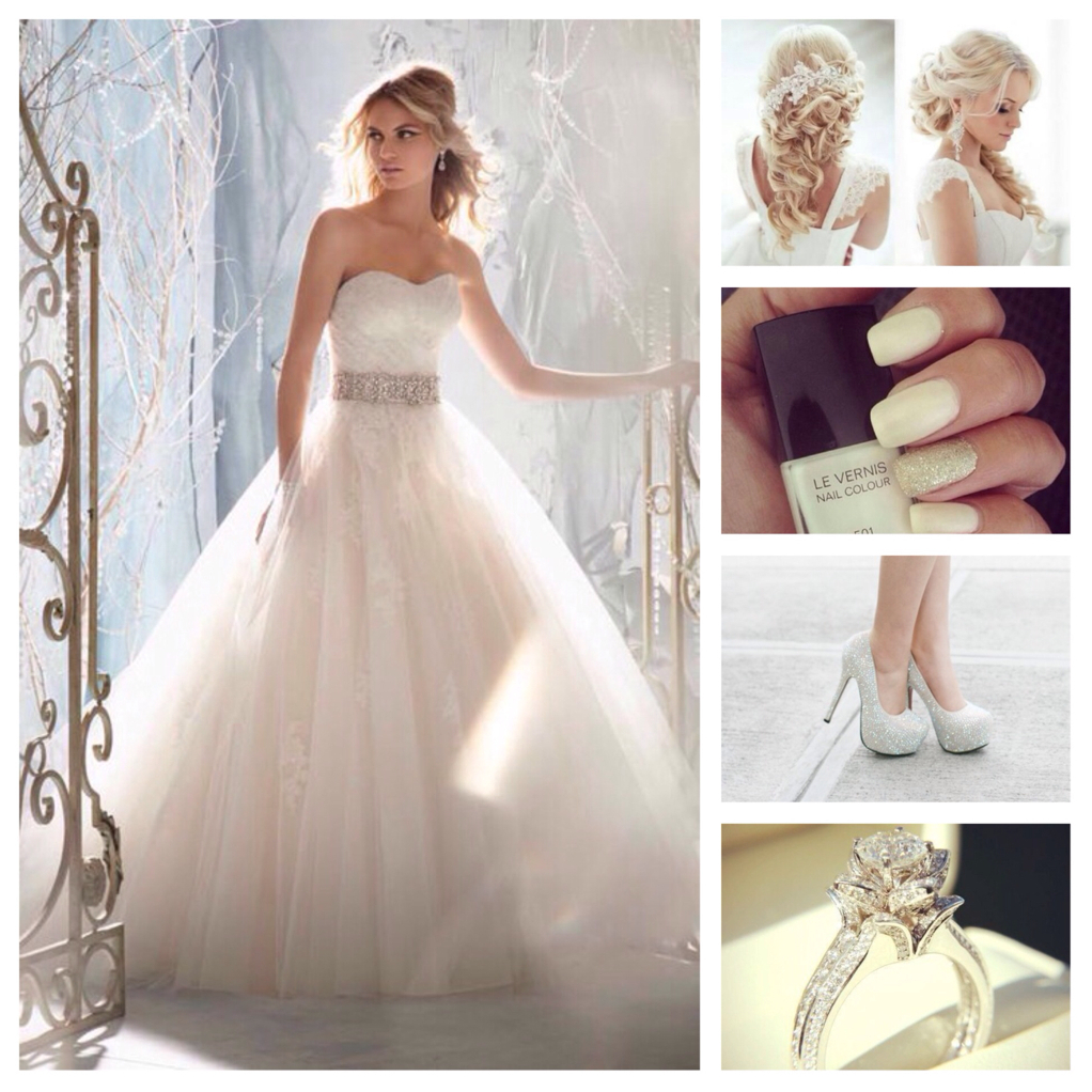 nails, shoes, wedding dress and sparkles