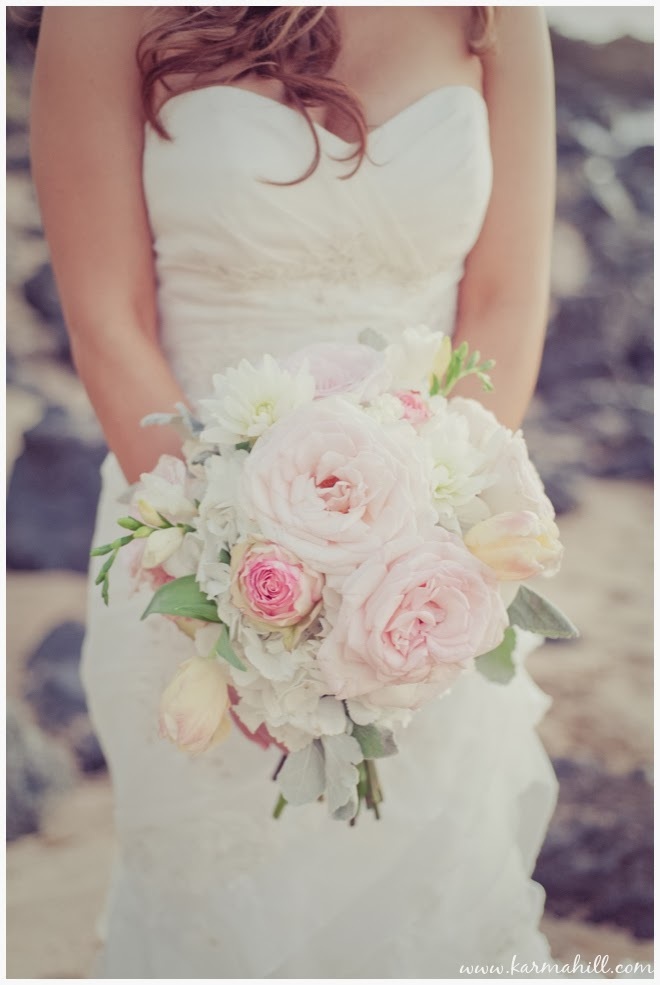 pastel wedding bouquet, bouquet, simple maui wedding and bouquets