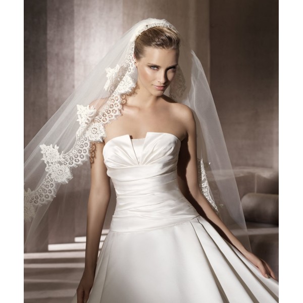 satin, chapel train, girdling waist and bridal
