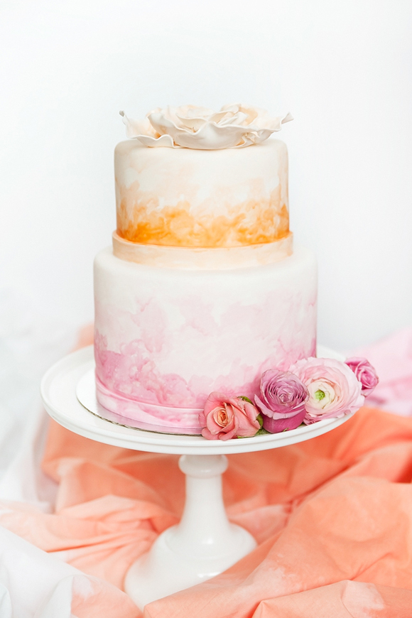 water colour and wedding cake