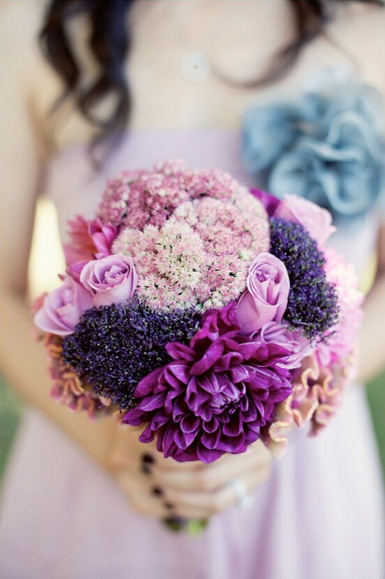 flowers, purple, black nails and bride