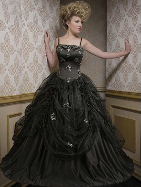 romantic wedding dress, black wedding dress and gothic wedding dress