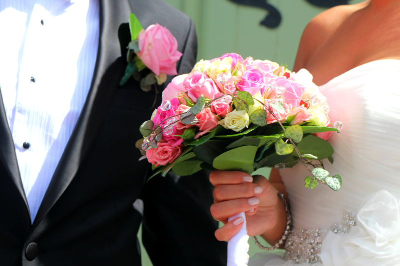 white, dress, woman and husband