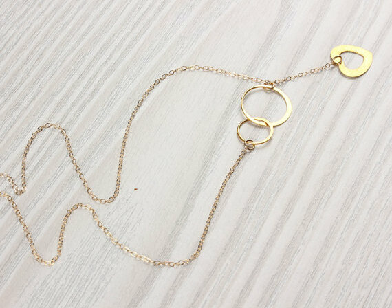 gold lariat necklace, bridesmaid necklace and love necklace