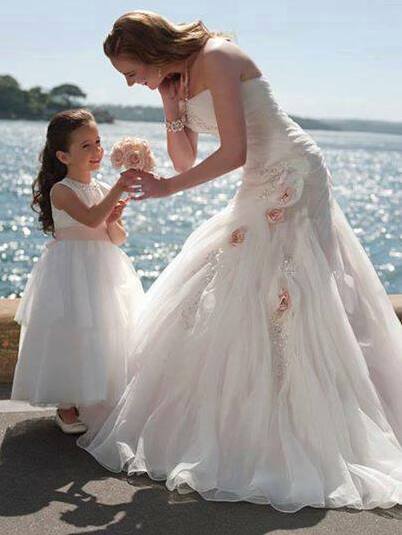 mother, white dress and daughter