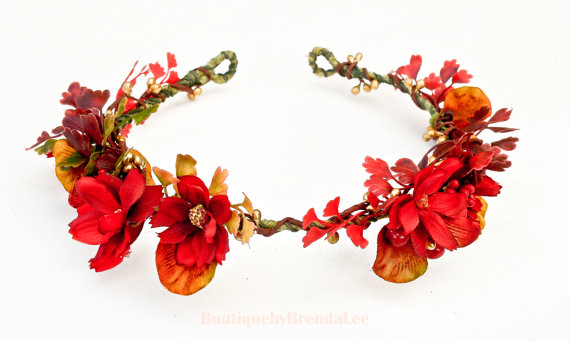 fall headpiece, wedding hair and floral crown