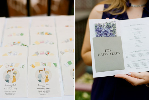 tissues, romantic and wedding programs