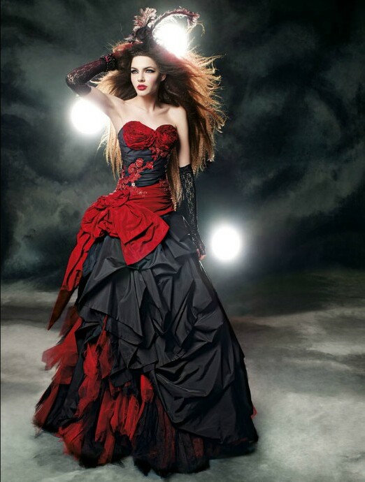 black and red dress and gothic wedding dress