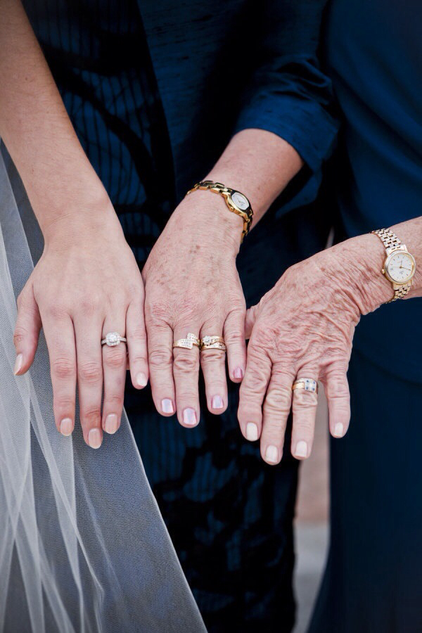 3 generations, mother, grandmother and wedding rings