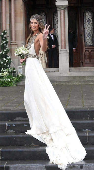 beautiful, wedding dress and simple