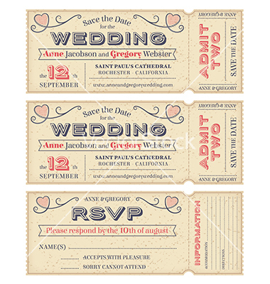 invite, ticket and vintage
