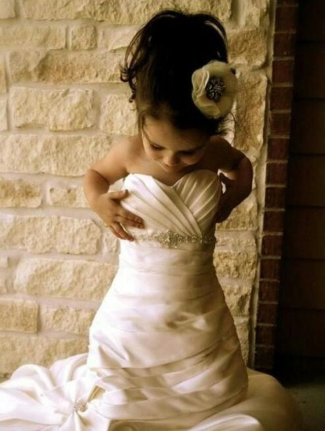 little bride, Dream, wedding dress and cute