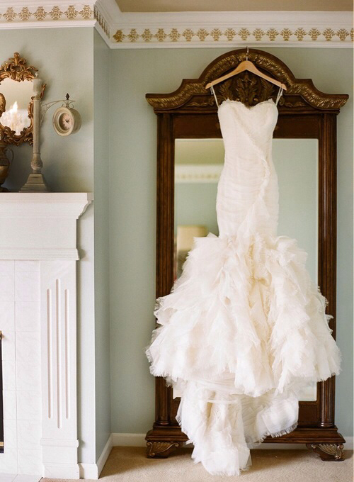 trumpet, dress, blush and mermaid