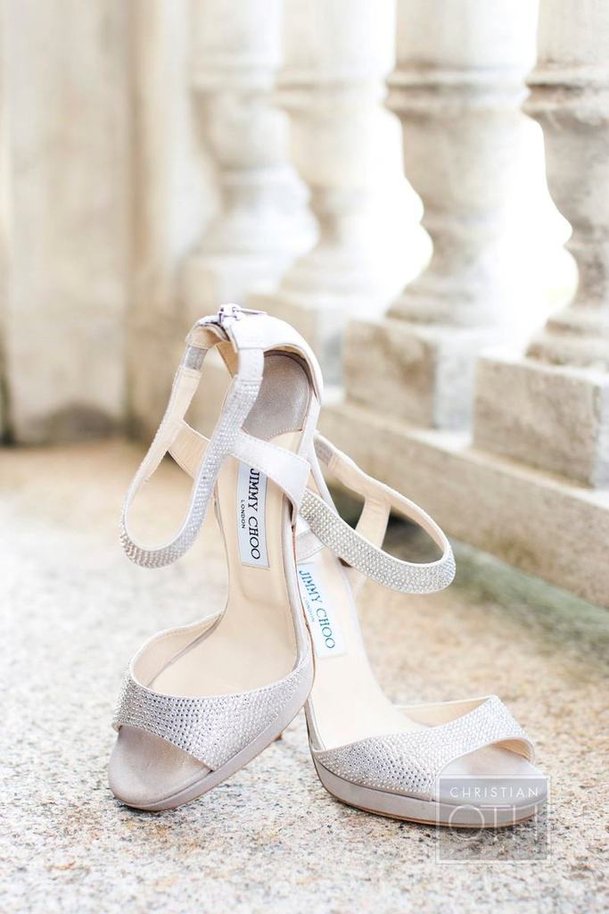bridal shoes, weddings, Jimmy Choo and lake como