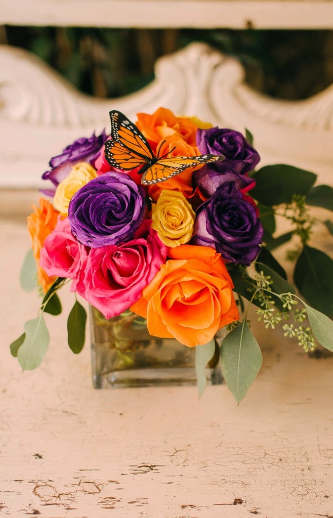 butterfly, flowers, centerpiece and centerpieces