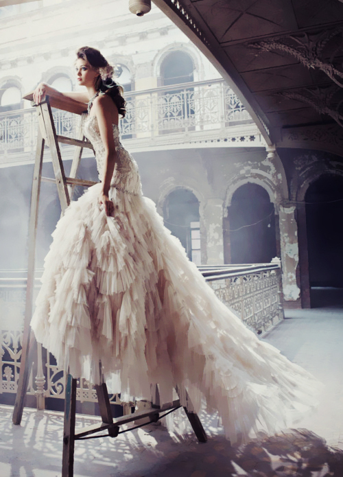fashion, model, dress and tulle