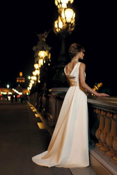 wedding dress, night and paris