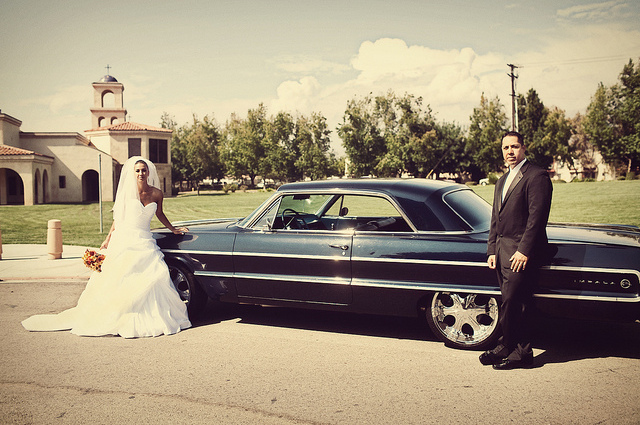 catholic weddings, holy name of mary and vintage car
