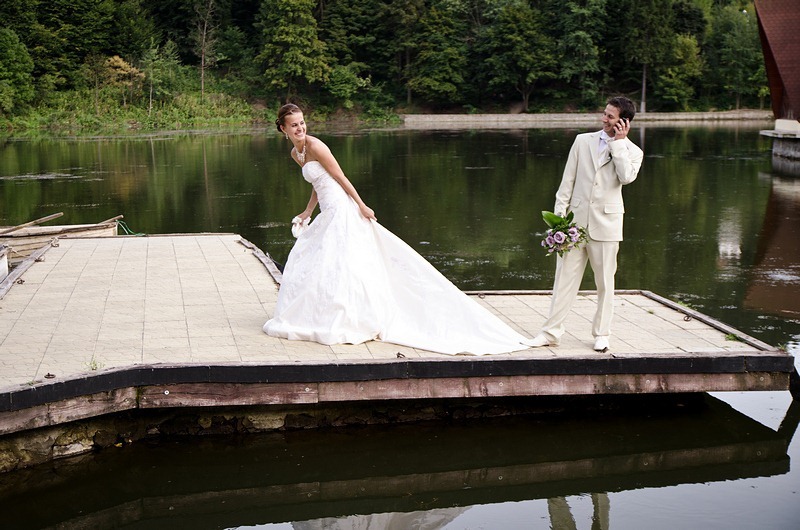 couple, lake, hair and clothes