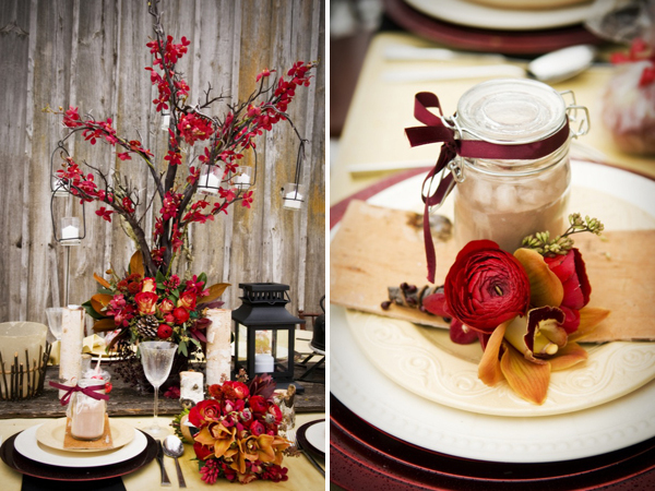 flowers, wedding decoration and red