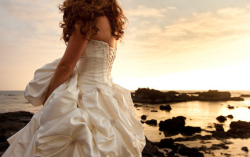 bride, girl and scenery