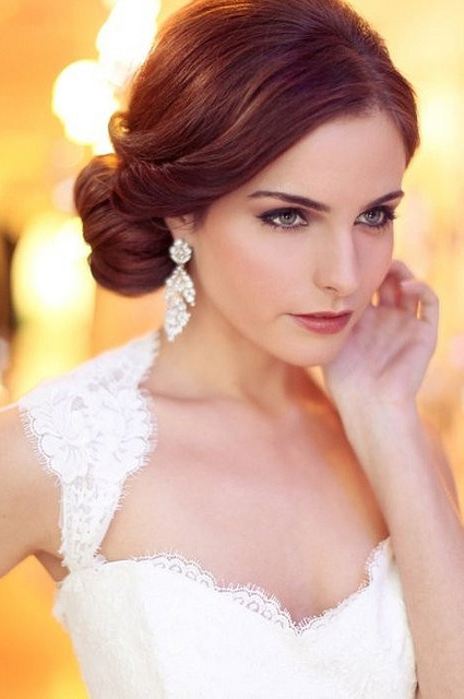 bride, earring and hair