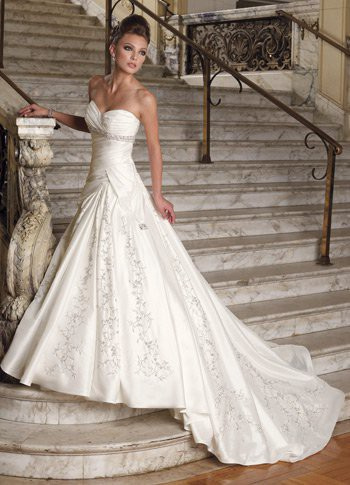 wedding dress, white and hair