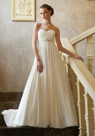wedding dress, white and brown hair