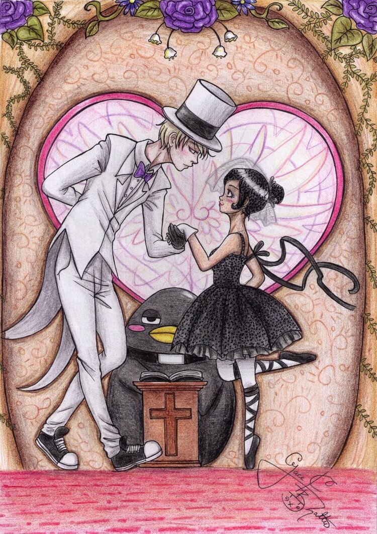 black gown, converse, penguin and marshall-bananah