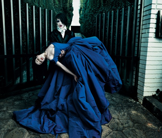 offbeat bride, cute, Dita von Teese and Marilyn Manson
