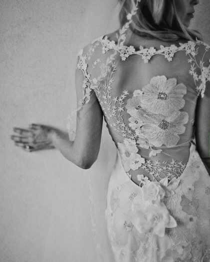 wedding dress, floral and lace