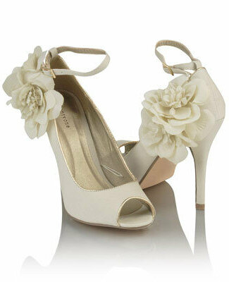white, wedding shoes and peeps.high heels