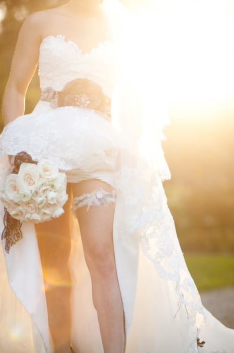 sunlight, flowers, garland and dress