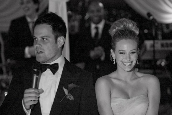 black and white and Hilary Duff