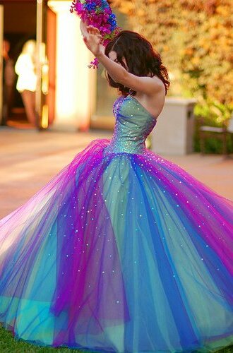 dress, glitters and purple