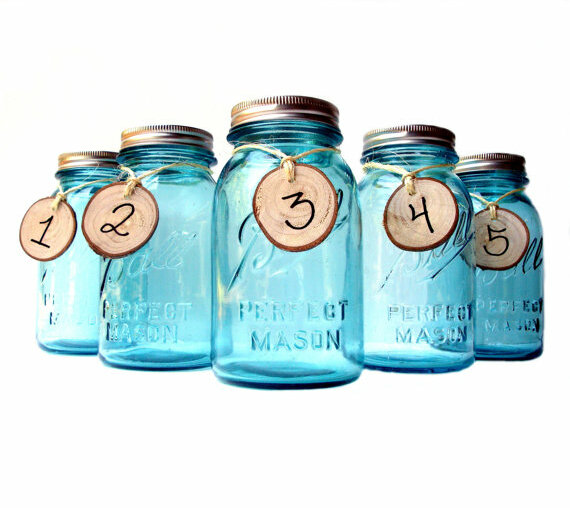 flower, wedding favors, antique blue and perfect mason