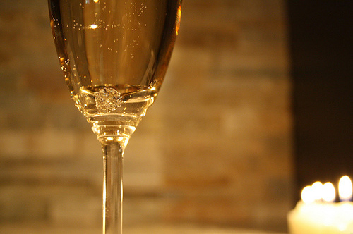 champange, wedding ring and gold