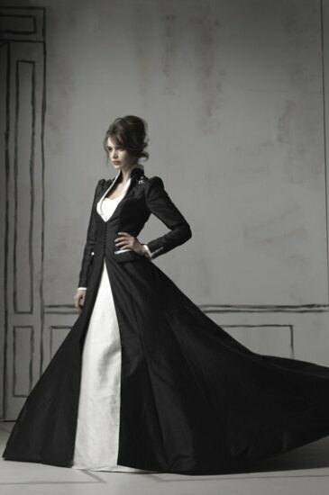 gothic, black and white photo and gown