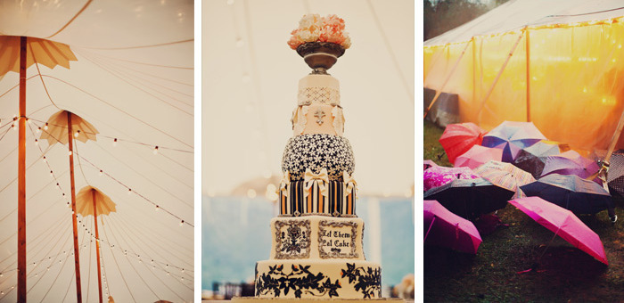 umbrella, cake and reception